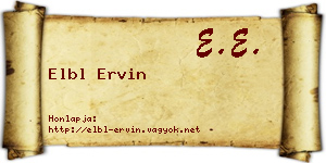 Elbl Ervin névjegykártya